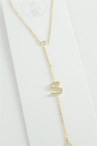 Harf Zirkon Taşlı Lüks Çelik Şahmeran