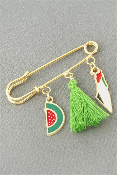 Hilal Filistin Püsküllü Broş