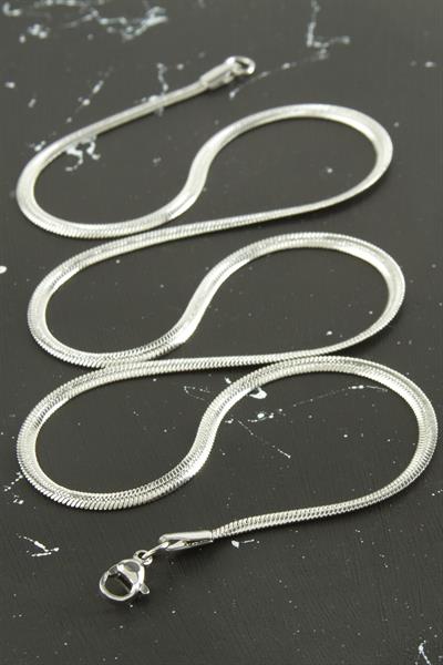 İnce İtalyan Zincir Çelik Kolye 45 cm