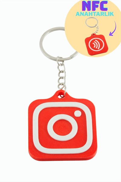 InstagramLogolu 3D Baskılı NFC Anahtarlık