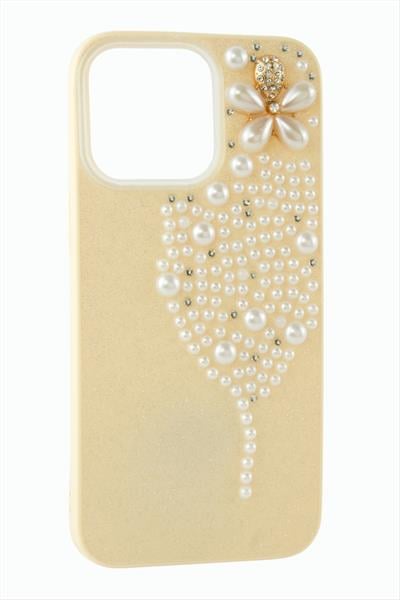 İphone 13 Pro Kelebek İnci Taşlı Kapak Kılıf