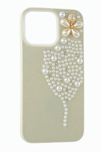 İphone 16 Pro Max Kelebek İnci Taşlı Kapak Kılıf