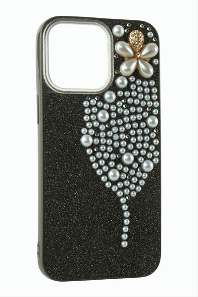 İphone 16 Pro Max Kelebek İnci Taşlı Kapak Kılıf