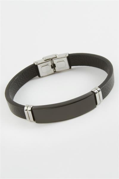 İsim Yazılabilir Deri Çelik Bileklik