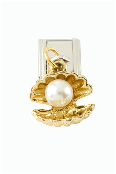 İstiridye İnci Sallatılı Çelik Charm