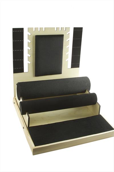 Kadife Ahşap Küpe Kolye Bileklik Yüzük Standı