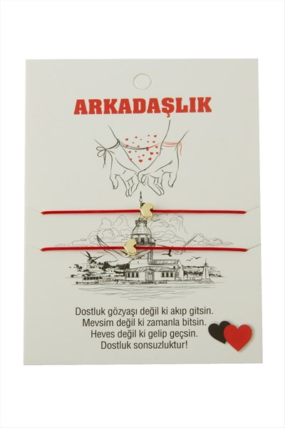 Kalp Arkadaşlık İp Bileklik 2 Adet