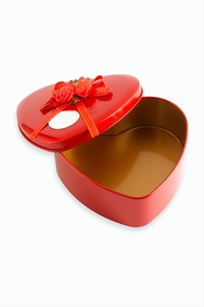 Kalp Boş Kırmızı Metal Kutu 16 cm