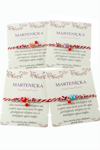 Kalp Cam Boncuk Marteniçka İp Bileklik