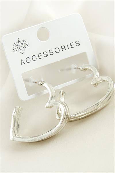 Kalp Çift Sıra Metal Küpe