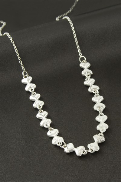 Kalp Çizgili Şans Zincir Kolye