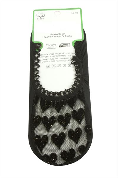 Kalp Dantel Babet Çorap