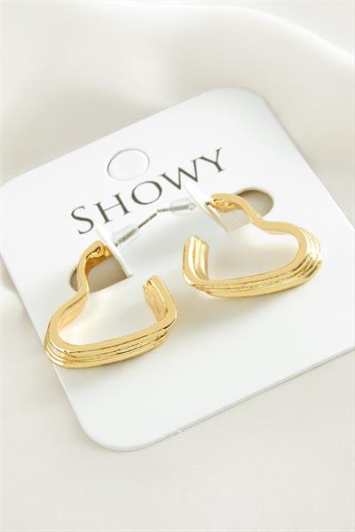 Kalp Dört Sıra Metal Küpe