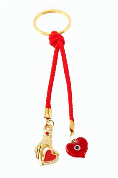 Kalp El Camlı İpli Anahtarlık