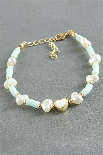 Kalp Fimo İnci Bileklik