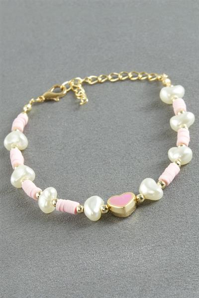 Kalp Fimo İnci Bileklik