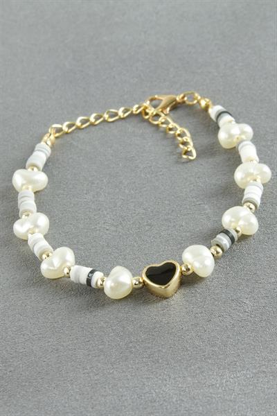 Kalp Fimo İnci Bileklik