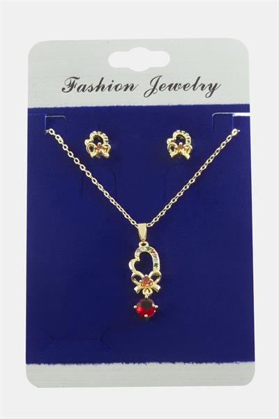 Kalp Fiyong Zirkon Taşlı Set Kolye