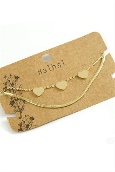 Kalp İtalyan Zincirli Lüks Çelik Halhal