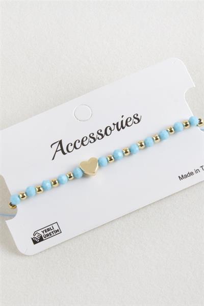 Kalp Kristal Makrome İp Bileklik