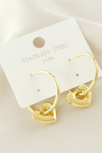 Kalp Lüks Çelik Küpe