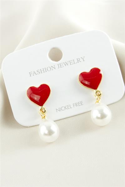 Kalp Mineli İnci Küpe