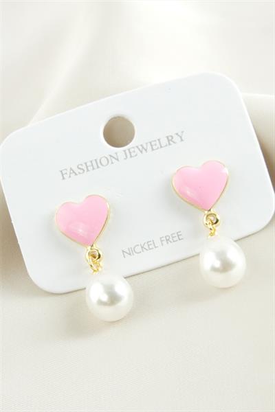 Kalp Mineli İnci Küpe