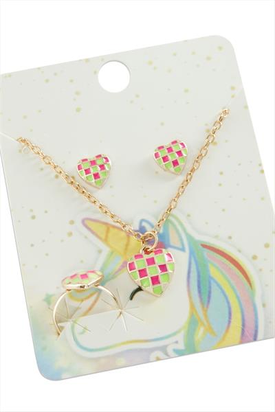 Kalp Mineli Set Kolye