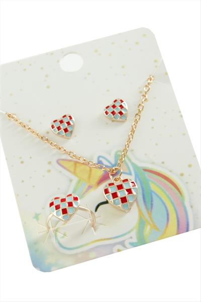 Kalp Mineli Set Kolye