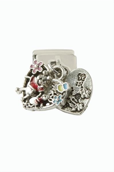 Kalp Sallatılı Çelik Charm