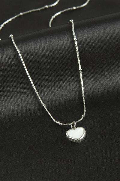 Kalp Sedef Lüks Çelik Kolye