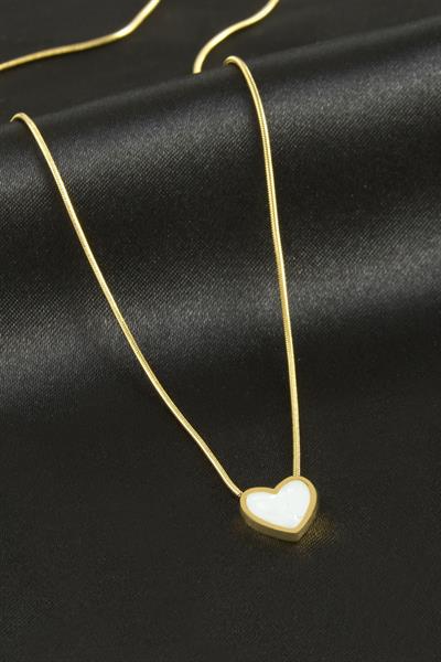 Kalp Sedef Lüks Çelik Kolye