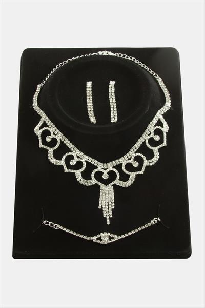 Kalp Taşlı Lüks Set Kolye