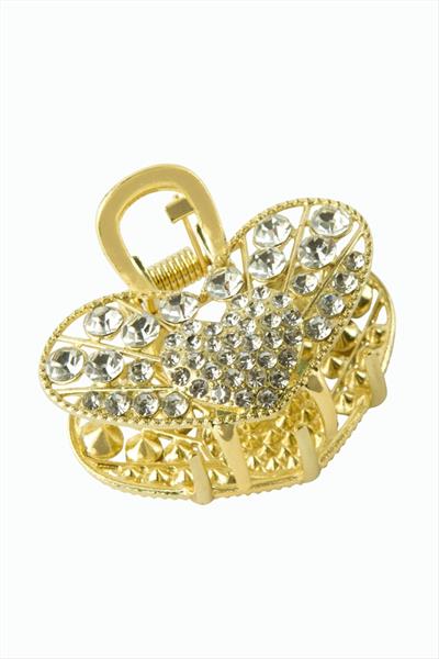 Kalp Taşlı Metal Mandal Toka 4 cm