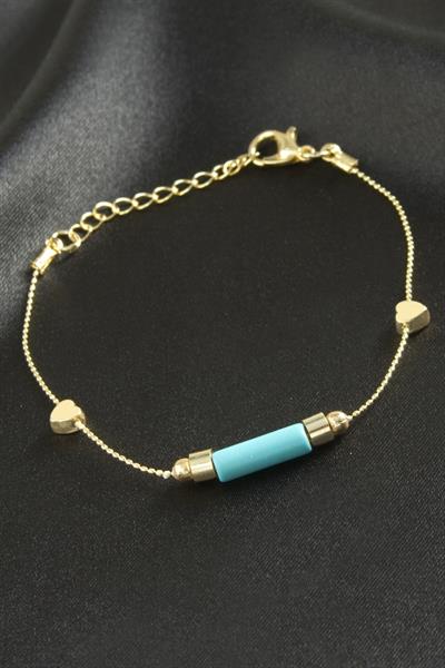 Kalp Turkuaz Taşlı Bileklik