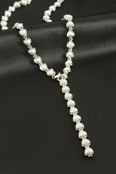 Kalp Zirkon Taşlı Çelik Y Kolye