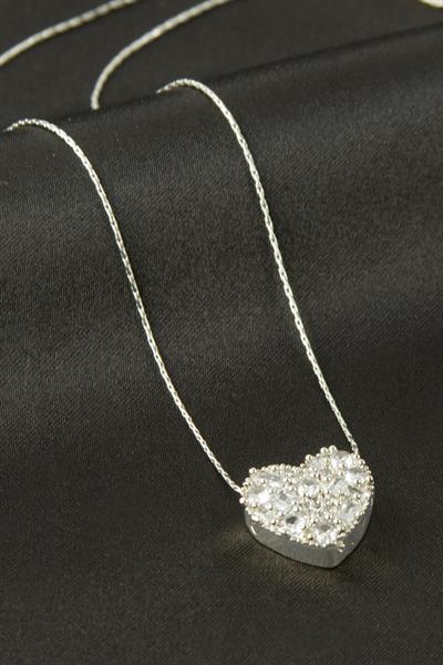 Kalp Zirkon Taşlı Kolye