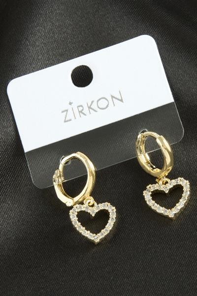 Kalp Zirkon Taşlı Küpe