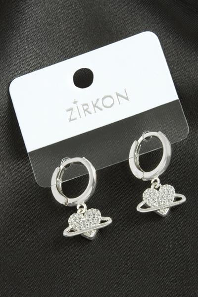Kalp Zirkon Taşlı Küpe