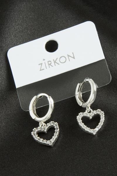 Kalp Zirkon Taşlı Küpe