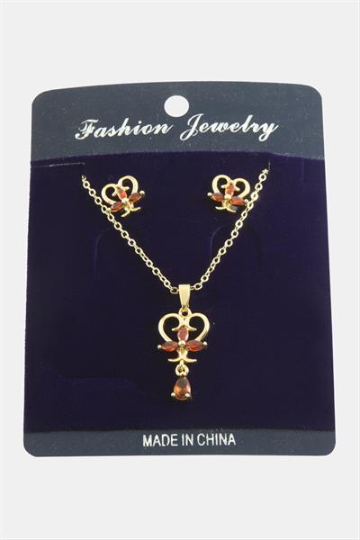 Kalp Zirkon Taşlı Set Kolye