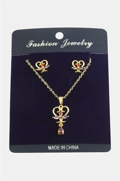 Kalp Zirkon Taşlı Set Kolye