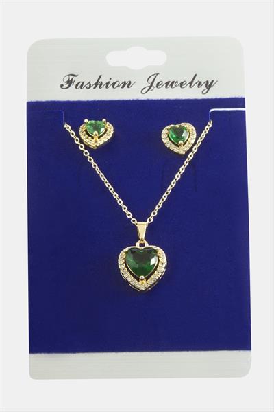 Kalp Zirkon Taşlı Set Kolye