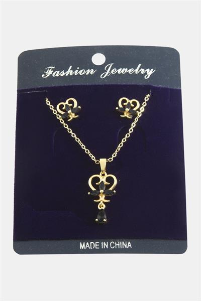 Kalp Zirkon Taşlı Set Kolye