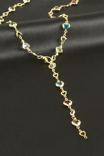 Kalp Zirkon Taşlı Y Kolye