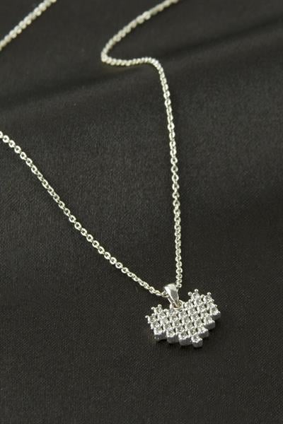 Kalp Zirkon Tek Taşlı Kolye