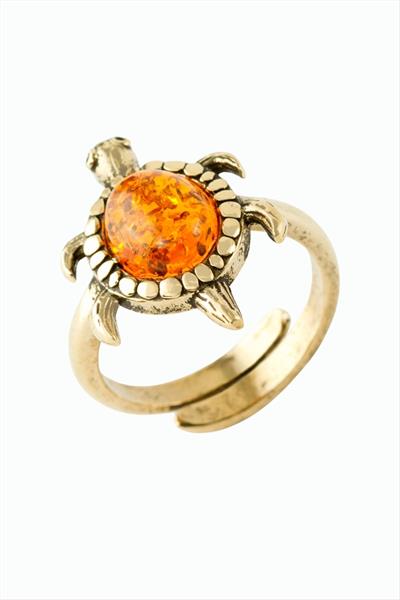 Kaplumbağa Doğaltaşlı Otantik Yüzük