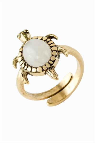 Kaplumbağa Doğaltaşlı Otantik Yüzük