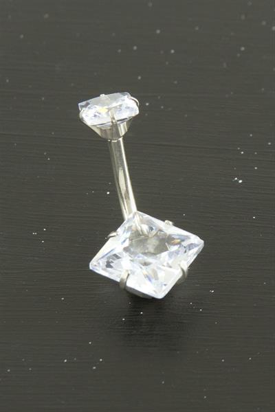 Kare Zirkon Taşlı Çelik Piercing 1 Adet