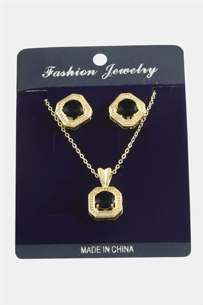 Kare Zirkon Taşlı Set Kolye